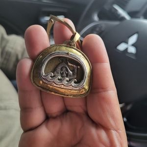 VTG Jeep Collins Brass Sterling Silver Jonah & The Whale Pendant w/ 26" Necklace